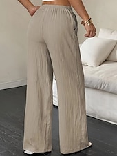 billiga breda ben och hög midja-Dam Brett skaft Byxor Palazzo byxor Mode Streetwear Fullängd Hög midja Slät Elastisk midja Mateial som andas Bekväm Gata Dagliga kläder Utekväll Svart Vit Rodnande Rosa Kaki Sommar Vår Normal