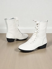cheap Dance Boots-Women&#039;s Red Lace-Up Dance Boots - Soft Sole Ankle Boots with Side Zipper for Jazz, Practice and Performance