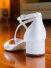 ieftine Sandale cu toc-Sandale damă din satin cu toc bloc și bareta la gleznă - pantofi eleganti cu vârful deschis pentru cocktailuri și ținute de seară