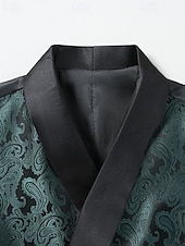 billige Herrevest-Herre سترة Veste Gilet Feriereise Fest Virksomhet Mote Fritid Vår Høst Lomme Knapper Polyester Bekvem Paisly Enkelt Brystet Enn-knapp Knaphul Normal Mørkegrønn Vest