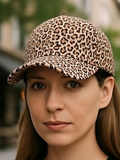 levne Dámské klobouky-Dámská baseballová čepice s leopardím vzorem – nastavitelná čepice s oblou krempou a přezkou, lehká ochrana proti slunci pro ležérní outfity, cestování, běh a outdoorové aktivity