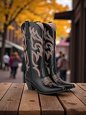 levne Cowboy &amp; Western Boots-Dámské kovbojské boty v západním stylu s vyšívanými kamínky, ideální pro městskou bohémskou módu a slavnostní příležitosti