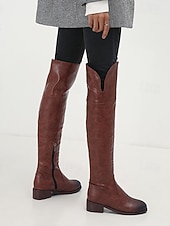 preiswerte Reitboots-Overknee-Stiefel für Damen mit seitlichem Reißverschluss, niedriger Blockabsatz im Reitstil für lässige Streetwear und urbane Outfits