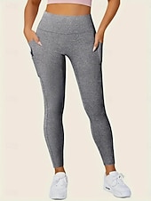tanie Gładkie legginsy-Damskie Getry Moda Codzienny Pełna długość Wysoka talia Jednokolorowe Kieszeń Wysokie cięcie Oddychalność Miękka Wygodny Wysoka elastyczność Wino Granatowy Czarny Szary Jesień Zima Opinający / a