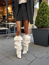 levne Slouch Boots-Dámské hnědé semišové kozačky nad kolena s odnímatelnou přední ozdobou a multistylem - módní obuv na vysokém podpatku pro moderní městské outfity