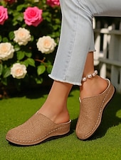 preiswerte Clogs &amp; Pantoletten für Damen-Damen-Slipper aus Kunstleder – atmungsaktive Komfort-Clogs mit Spitzenmuster für Gartenarbeit, Hauskleidung und Freizeitoutfits