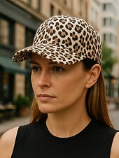 levne Dámské klobouky-Dámská baseballová čepice s leopardím vzorem – nastavitelná čepice s oblou krempou a přezkou, lehká ochrana proti slunci pro ležérní outfity, cestování, běh a outdoorové aktivity