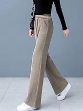 halpa Suorat Housut-Naisten Vakosamettihousut Housut Suora Katutyyli Vapaa-aika Täyspitkä Luonnollinen Tavallinen Joustava kiristysnauhan suunnittelu Mukava Katu Pyhäpäivä Viikonloppu Tumma harmaa Musta Khaki Syksy