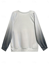 preiswerte Tiere Tops-Damen Pullover Sweatshirt Patchwork Druck Grafik Tiermotiv Katze Warm Aktiv Vintage Langarm Rundhalsausschnitt Normale Oberteile Lässig Straße Alltagskleidung Khaki Grau Frühling Herbst Winter