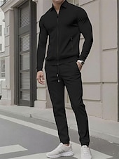 preiswerte Lässige Jacken-Herren Leichte Jacke Freizeitjacke Set Urlaub Täglich Atmungsaktiv Tasche 2 teilig Frühling Herbst Einfach Mode Klassisch Revers Regulär Schwarz Weiß Königliches Blau Khaki Grau Jacken