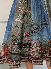 ieftine Tipăriți rochii florale-Pentru femei Rochii Midi Rochie casual Rochie imprimata Epocă Modern Zilnic Dată Sfârșit de săptămână Fit regulat Floare Manșon Lung Stil Nautic Albastru piscină Trifoi Albastru Deschis Primăvar