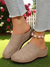 preiswerte Clogs &amp; Pantoletten für Damen-Damen-Slipper aus Kunstleder – atmungsaktive Komfort-Clogs mit Spitzenmuster für Gartenarbeit, Hauskleidung und Freizeitoutfits