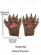 preiswerte Halloween-Zubehör-Werwolf-Krallenhandschuhe für Herren – Halloween-Handschuhe aus Kunstpelz und Leder mit spitzen Krallen, perfekt für Halloween-Kostüme und Partys