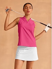 billiga Polos &amp;amp; kvartsdragkedjor-Dam Vandringspolotröja Babyblå Sjöblå Svart Ärmlös Överdelar Golfkläder för damer Kläder Outfits Bär kläder