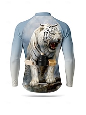 abordables Maillots pour hommes-Homme Hauts Maillot de cyclisme Graphique Tigre Motif Animal manche longue Cyclisme Maillot Top avec 3 poches arrière Soleil Protection solaire Écran solaire Séchage Rapide Des sports Bleu Vêtement