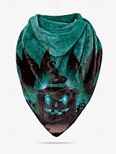 abordables Accesorios de Halloween-Bufanda con estampado de calabaza de Halloween para mujer: pañuelo triangular suave para el cuello ideal para fiestas, cosplay y festivales de otoño.