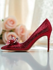 economico Formale-décolleté con tacco alto impreziosite da cristalli dorati da donna - stiletti a punta con strass scintillanti per matrimoni, feste serali e occasioni formali