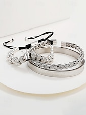 economico Gioielli da uomo-set di bracciali da uomo in acciaio inossidabile dorato: bracciale a 3 pezzi con corona di perline, polsino intrecciato e bracciale con numeri romani per abiti alla moda, feste e occasioni speciali