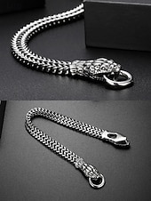 billige Halloween-tilbehør-Halloween-armbånd med slangehode til herre – gotisk punk-kjede i rustfritt stål med armbåndsmykker til fester, cosplay og uteliv