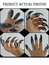 billige Halloween-tilbehør-Gotiske kloringer for kvinner med krystall-strass-design – skarpe, elegante og edge, perfekte for halloween, kostymefester og alternativ mote