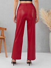 economico gamba larga e vita alta-Per donna Gamba larga Pantaloni Eleganti Streetwear Casual Lunghezza intera Naturale Semplice Tasca Elastico in vita Confortevole Ferie Abbigliamento quotidiano Weekend Nero Rosso Autunno Vestibilit