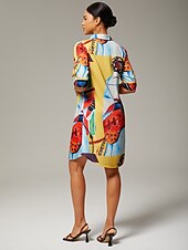 halpa Mekot-satiini taiteellinen asetelma print maxi paita mekko