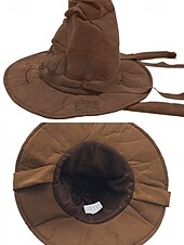 billige Halloween-tilbehør-Halloween-heksehatt til dame, vintage-stil trollmannskostymetilbehør, perfekt for cosplay og halloween-fester