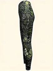 levne -Dámské Kalhoty Legíny Pohodlné legíny Šik ven Na běžné nošení Plná délka Vysoký pas Květinový Elastický pas Tisk Prodyšnost Pohodlné Elastické Dovolená ulice Denní nošení Fialová Zelená Jaro Podzim