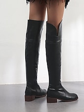 preiswerte Reitboots-Overknee-Stiefel für Damen mit seitlichem Reißverschluss, niedriger Blockabsatz im Reitstil für lässige Streetwear und urbane Outfits