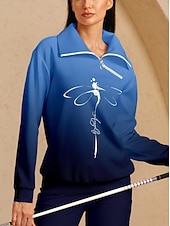 Dam Pullover-tröja Mörk Marin Långärmad Överdelar Golfkläder för damer Kläder Outfits Bär kläder billiga Kvinnors golfkläder-Dam Pullover-tröja Mörk Marin Långärmad Överdelar Golfkläder för damer Kläder Outfits Bär kläder