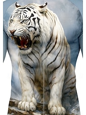 abordables Maillots pour hommes-Homme Hauts Maillot de cyclisme Graphique Tigre Motif Animal manche longue Cyclisme Maillot Top avec 3 poches arrière Soleil Protection solaire Écran solaire Séchage Rapide Des sports Bleu Vêtement