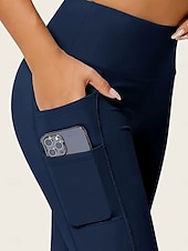 tanie Gładkie legginsy-Damskie Getry Moda Codzienny Pełna długość Wysoka talia Jednokolorowe Kieszeń Wysokie cięcie Oddychalność Miękka Wygodny Wysoka elastyczność Wino Granatowy Czarny Szary Jesień Zima Opinający / a