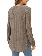preiswerte Texturierte Oberteile-Damen Textur Bluse T Shirt T-Shirt Einfach Mode Modern Langarm Rundhalsausschnitt Normale Oberteile Täglich Ausgehen Asymmetrisch Schwarz Wein Fuchsie Braun Grün Frühling Herbst