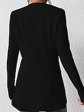 abordables Blazers y Trajes-Mujer chaqueta Cómodo Botones Moda Plano Noche Fin de semana Botonadura Simple Regular Escote en Pico Ajuste regular Manga Larga Ropa de calle Negro Blanco Vino Otoño