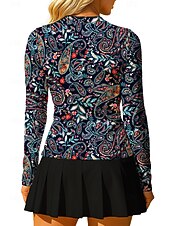 abordables Camisa de Mujer-Mujer Unisexo Cachemir Tops Camisa deportiva Camiseta de tenis Top de tenis Manga Larga Cremallera Floral UPF50+ Resistente a los rayos UV Alta elasticidad Dispersor de humedad Transpirable Voleibol