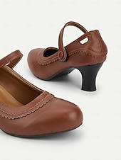 cheap 1950s-Women&#039;s Vintage Green Mary Jane Heels - 1950s-Style Round Toe Shoes with Scallop Details for Fall Work Looks,Daily Outfits and Vintage-Inspired Gatherings