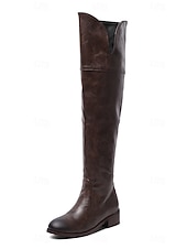 preiswerte Reitboots-Overknee-Stiefel für Damen mit seitlichem Reißverschluss, niedriger Blockabsatz im Reitstil für lässige Streetwear und urbane Outfits