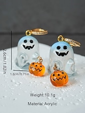 economico Accessori di Halloween-orecchini da donna a forma di fantasma e zucca di Halloween: graziosi gioielli pendenti con dettagli in cristallo per feste in maschera, cosplay e abiti festivi