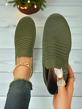 economico Sneakers da donna-sneakers slip-on flyknit da donna: scarpe casual leggere e traspiranti per camminare, viaggiare, Natale e per tutti i giorni