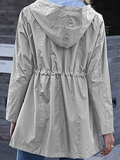 baratos jaqueta ativa-Mulheres Casaco com capuz Jaquetas de chuva impermeáveis Capas de chuva Manter Quente Confortável Zíper Bolsos Ao ar livre Casual Tecido Para Noite Casual / Diário Zíper Padrão Com Capuz Normal Manga