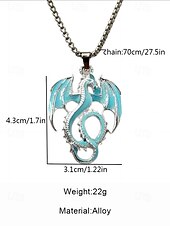 abordables Accessoires d&#039;Halloween-Collier pendentif dragon lumineux pour homme pour Halloween – Bijou gothique lumineux en acier inoxydable pour fêtes, cosplay et vie nocturne