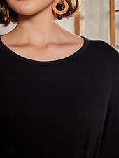 economico vestito nero midi-Per donna Abito Midi Abito a Tubino Abito nero Abito da Cocktail Tubino Festa Formale cocktail Quotidiano Ufficio Festa serale Vestibilità regolare Semplice Manica Lunga Girocollo blu navy Nero Rosso