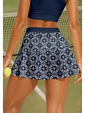 abordables Vestido de Mujer-Mujer Geométrico Falda de tenis Retazos Bolsillo 2 en 1 UPF50+ Resistente a los rayos UV Con bolsillos Voleibol Tenis Bádminton Bermudas Vestidos Azul Marino Ropa de tenis