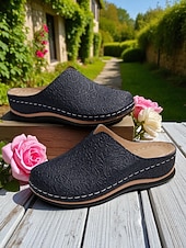 preiswerte Clogs &amp; Pantoletten für Damen-Damen-Slipper aus Kunstleder – atmungsaktive Komfort-Clogs mit Spitzenmuster für Gartenarbeit, Hauskleidung und Freizeitoutfits