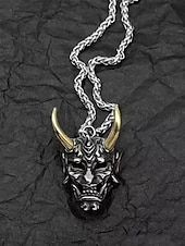 billige Halloween-tilbehør-Herrehalloween-demonmaske-anhengskjede - gotisk samurai-spøkelseslegering med stangsmykker til fest, cosplay og streetwear