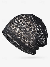 abordables Chapeaux pour femmes-Bonnet ample en tricot de dentelle pour femme – bonnet en polyester léger et respirant pour le printemps, l&#039;automne, les promenades en plein air et les tenues décontractées quotidiennes