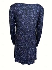 preiswerte Boho Kleid-Damen Knielanges Kleid Freizeitkleid T-Shirt-Kleid A Linie Kleid Urlaub Lässig Date Normale Passform Blumen Grafik Paisley-Muster Langarm Rundhalsausschnitt Blau Braun Grün Frühling Herbst Winter