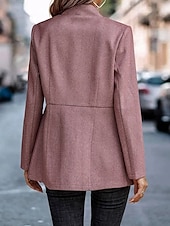 billiga Blazers och kostymer-Dam Vardaglig jacka Håller värmen Bekväm Ficka Mode Utomhus Slät Utekväll Helgen Dragkedja Normal Hög krage Normal Långärmad Ytterkläder Svart Rodnande Rosa Mörkrosa Höst Vinter