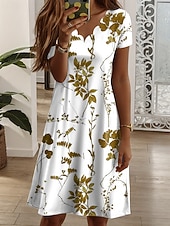 Dámské Mini šaty Tričkové šaty Letní šaty Áčkové šaty prázdniny Na běžné nošení Denní Běžný Květinový Grafika Krátký rukáv Do V Tmavě žlutá Žlutá Světle zelená Světlá růžová Léto Jaro levne květinové šaty-Dámské Mini šaty Tričkové šaty Letní šaty Áčkové šaty prázdniny Na běžné nošení Denní Běžný Květinový Grafika Krátký rukáv Do V Tmavě žlutá Žlutá Světle zelená Světlá růžová Léto Jaro