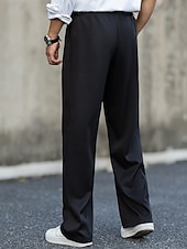 preiswerte Lose-Herren Anzughose Hose Chinos Stoffhosen Tasche Knöpfe Einfach Komfort Formell Party Arbeit Mode Klassicher Stil Schwarz Marineblau Mikroelastisch
